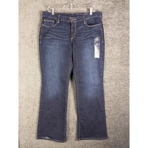 NWT Eddie Bauer Bootcut Curvy Jeans Womens 12S Dark Wash Blue Faded Denim